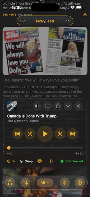 Podcast-Player in PickyFeed
